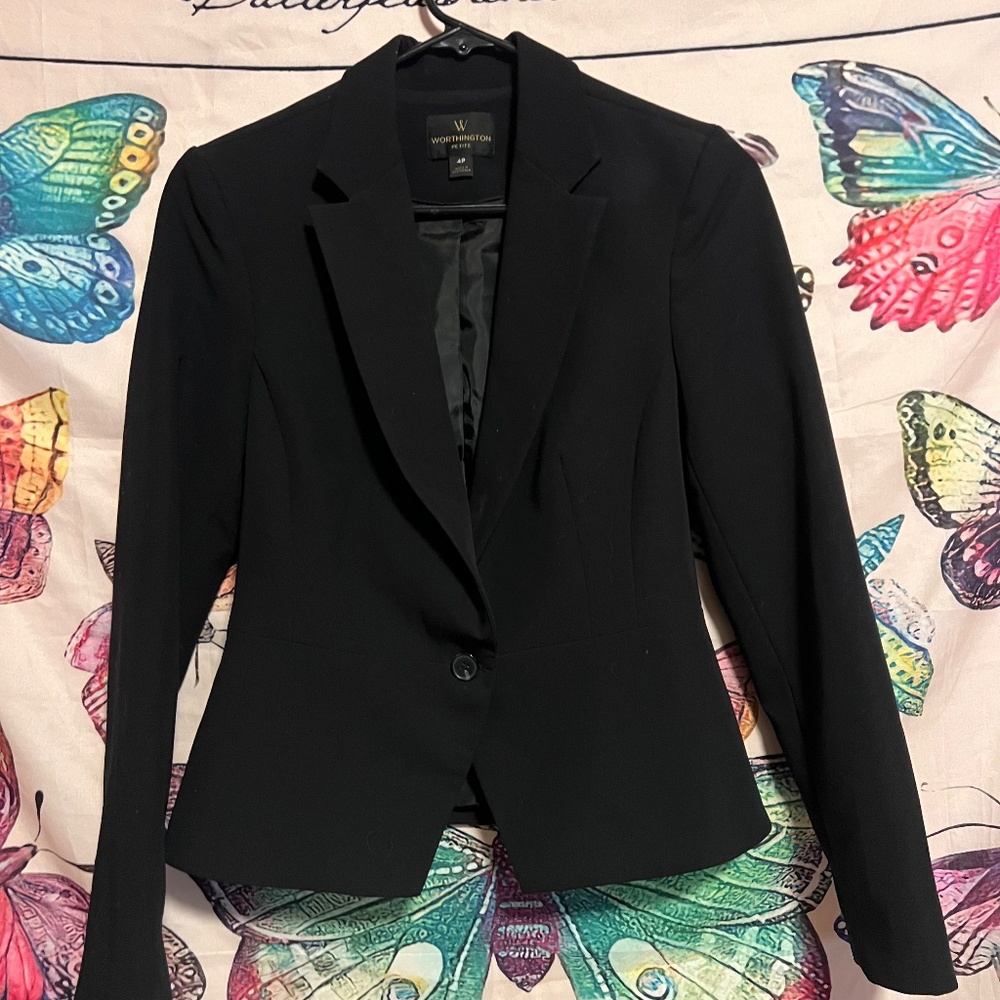 Black Petite One Button Blazer - image 2